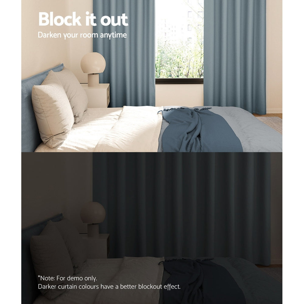 Blockout Curtains Eyelet 240x230cm Grey (2 Panels)