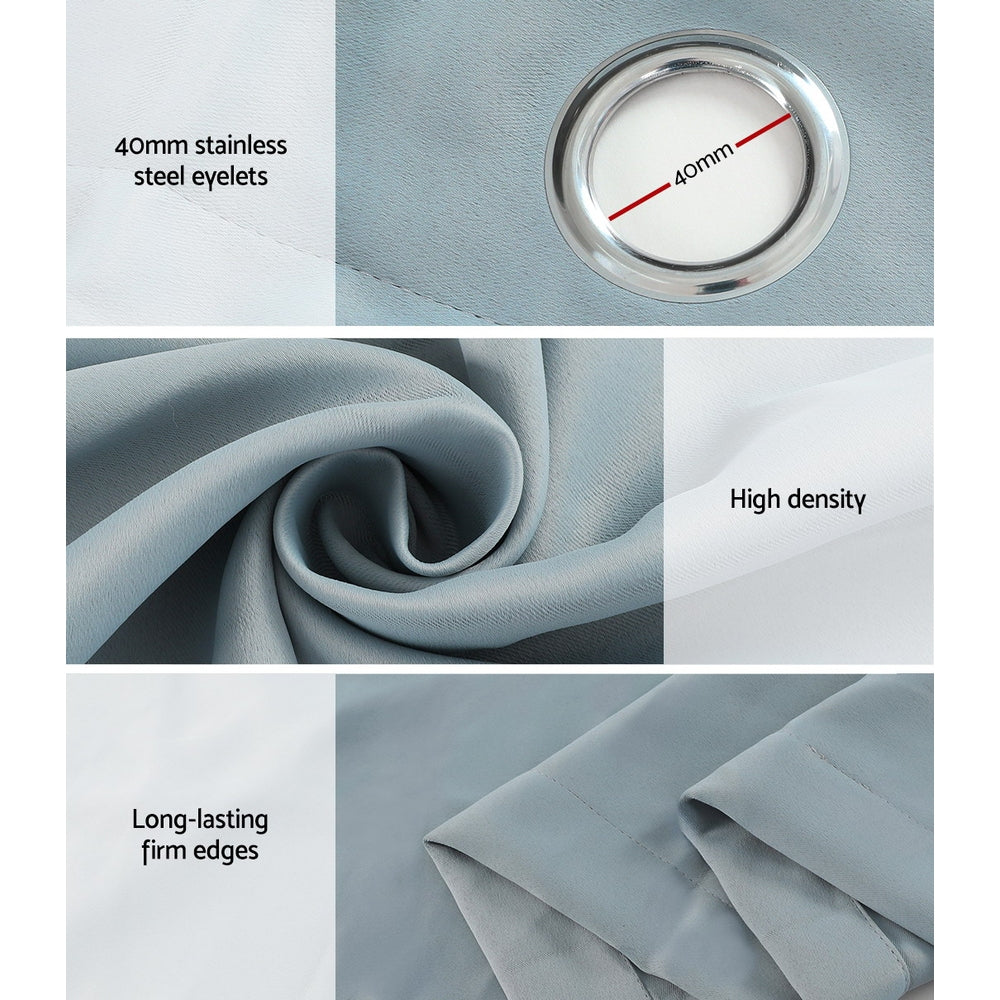 Blockout Curtains Eyelet 240x230cm Grey (2 Panels)