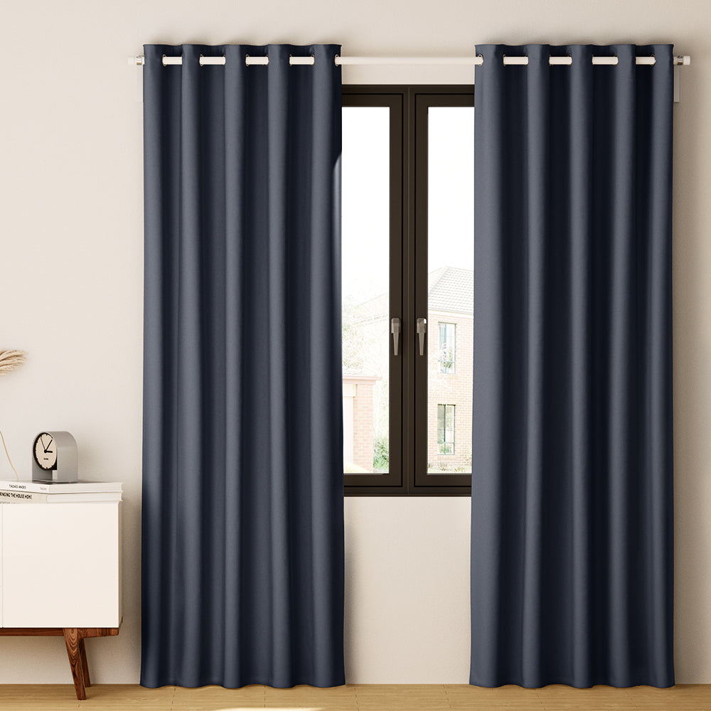 Artiss 300x230cm Blockout Curtains Eyelet Charcoal 2-Pack