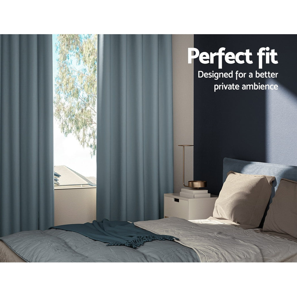 Artiss 300x230cm Blockout Curtains Eyelet Grey 2-Pack