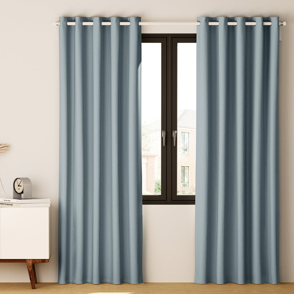 Artiss 300x230cm Blockout Curtains Eyelet Grey 2-Pack
