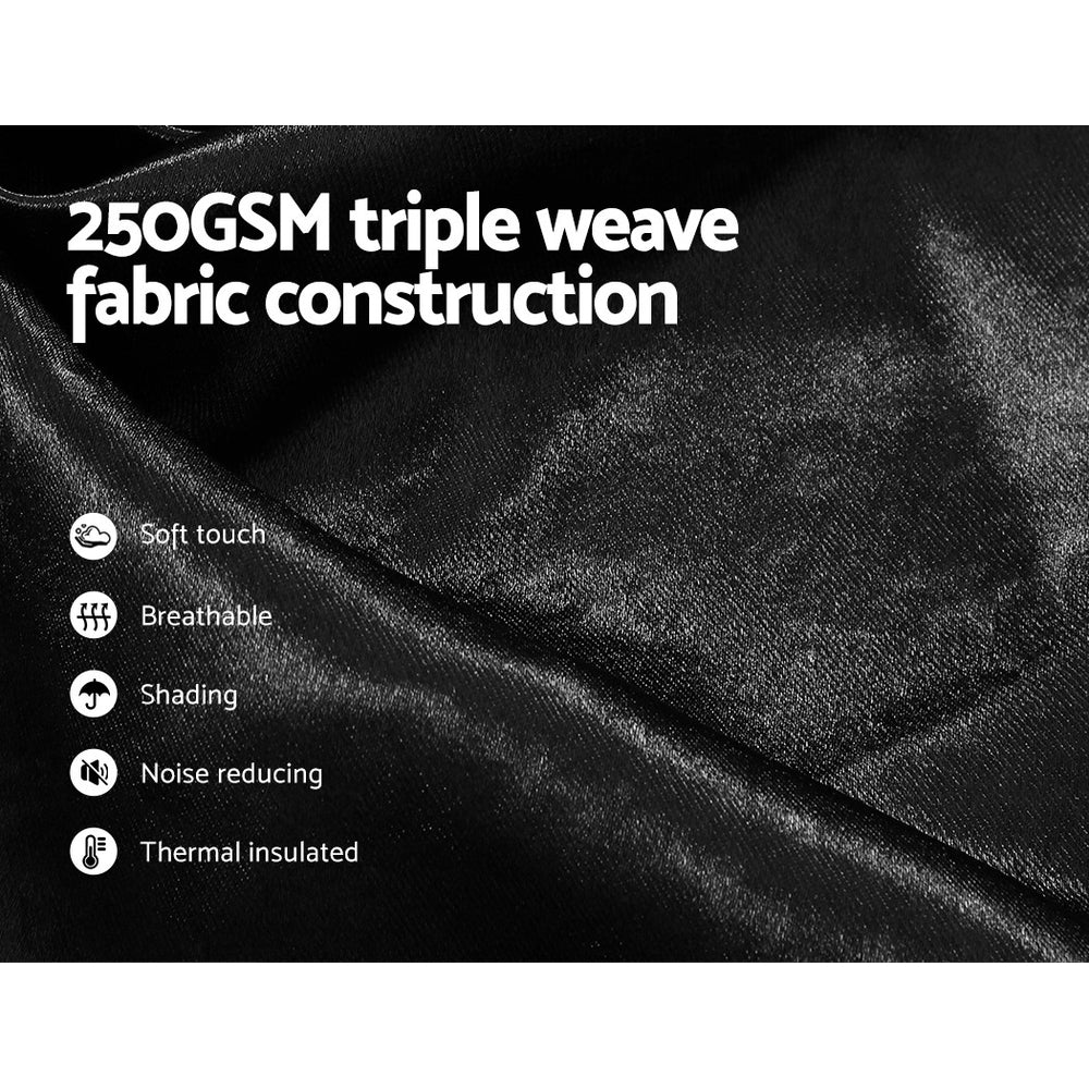 Shine Black Blockout Curtains Eyelet 140x230cm 2-Pack
