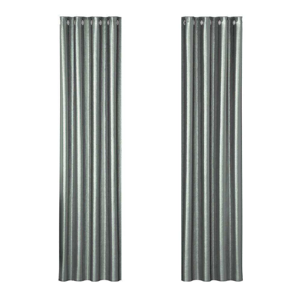 Artiss 2 Panel Blockout Curtains Eyelet 140x230cm Grey Shine