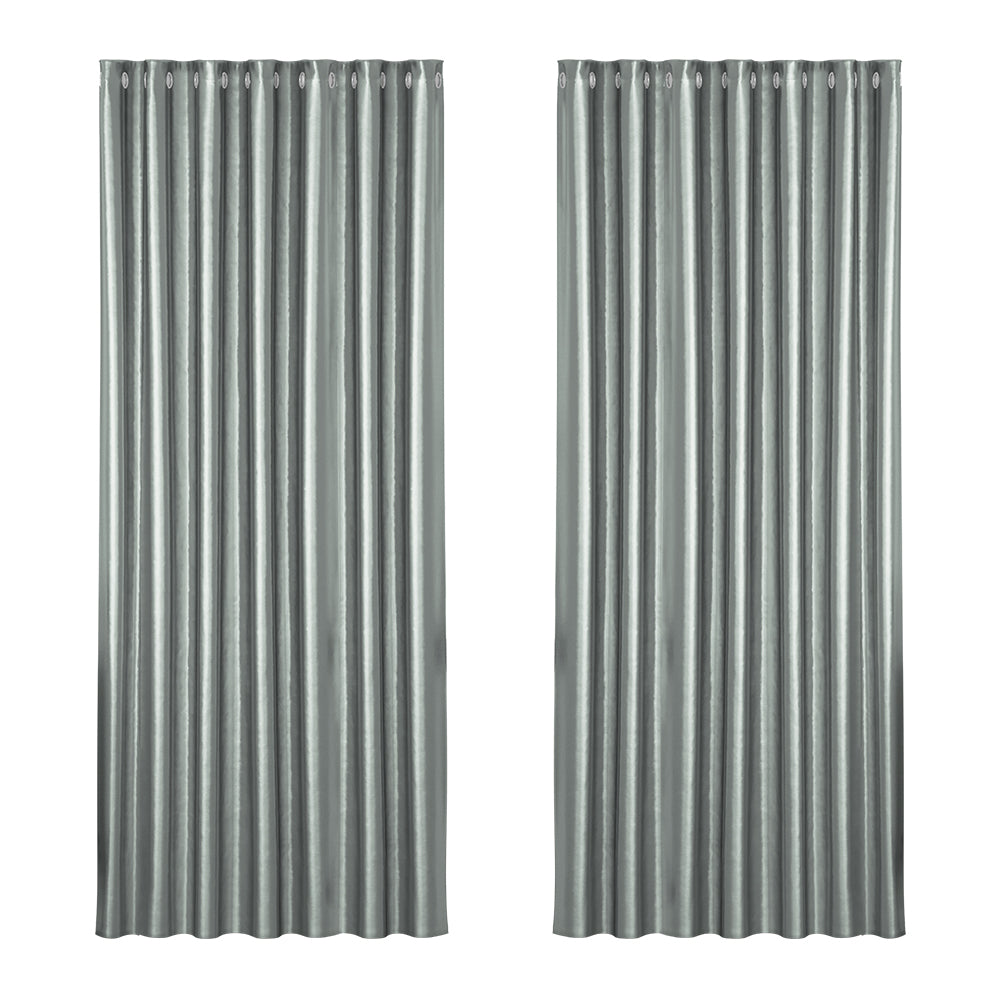 Shine 240x230cm Blockout Curtains Eyelet Grey (2 Panels)