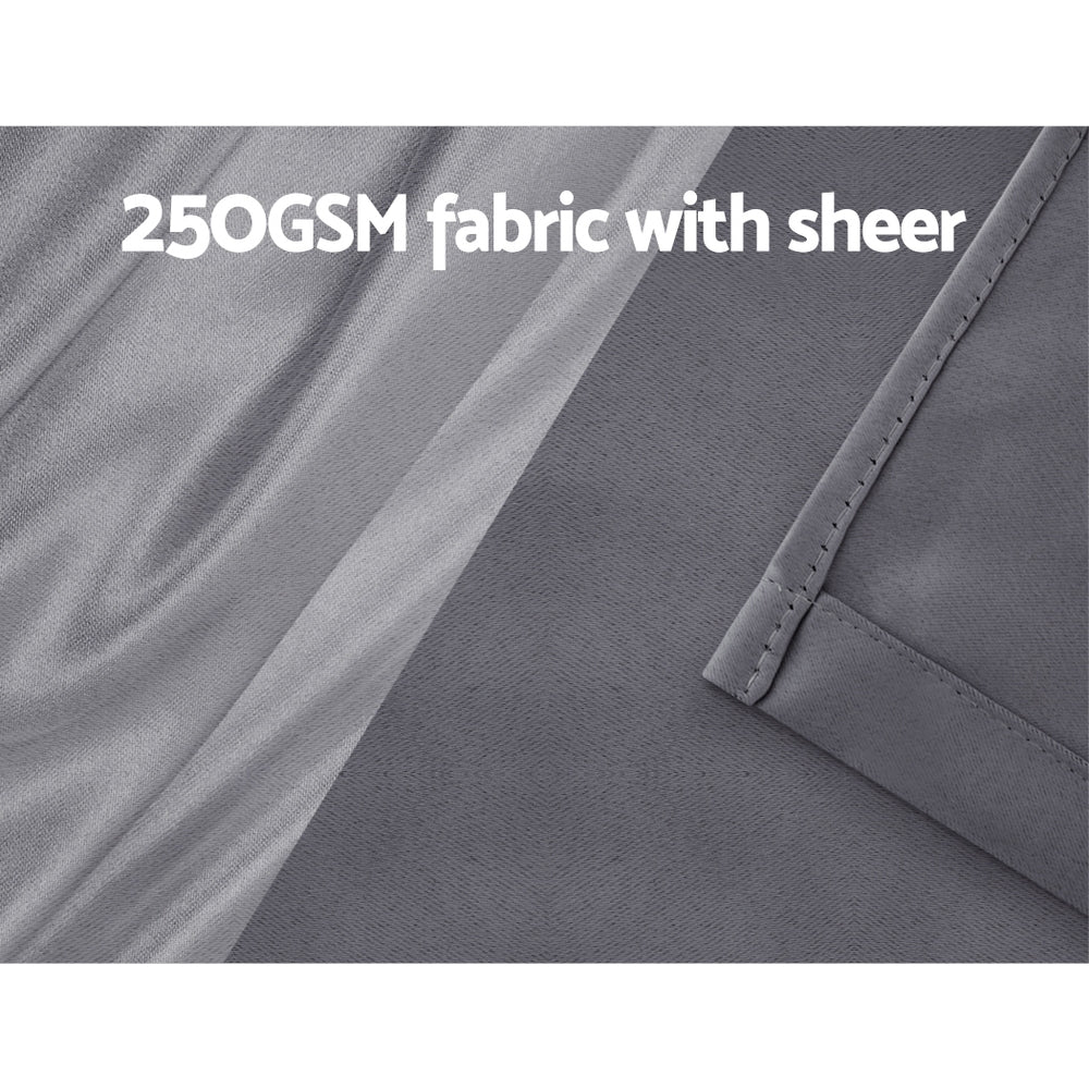 Artiss 132x274cm Blockout Sheer Curtains Charcoal 2-Pack
