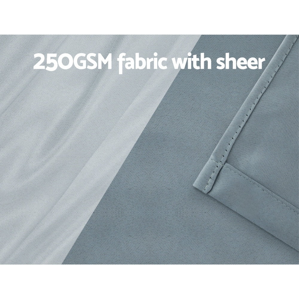 Artiss Blockout Curtains 132x274cm Light Grey Sheer Thermal