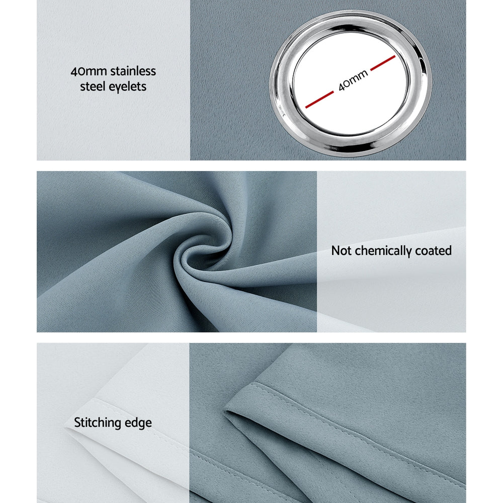 Artiss Blockout Sheer Curtains 132x304cm Light Grey