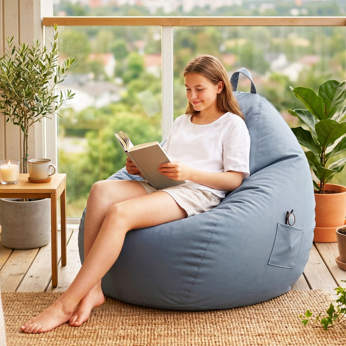Artiss Outdoor Bean Bag Chair Cover No Filler Splash-Proof Beanbag Sofacover for Adults Teens Kids Stuffable Bean Bag Cover for Patio Poolside Relaxing, Grey