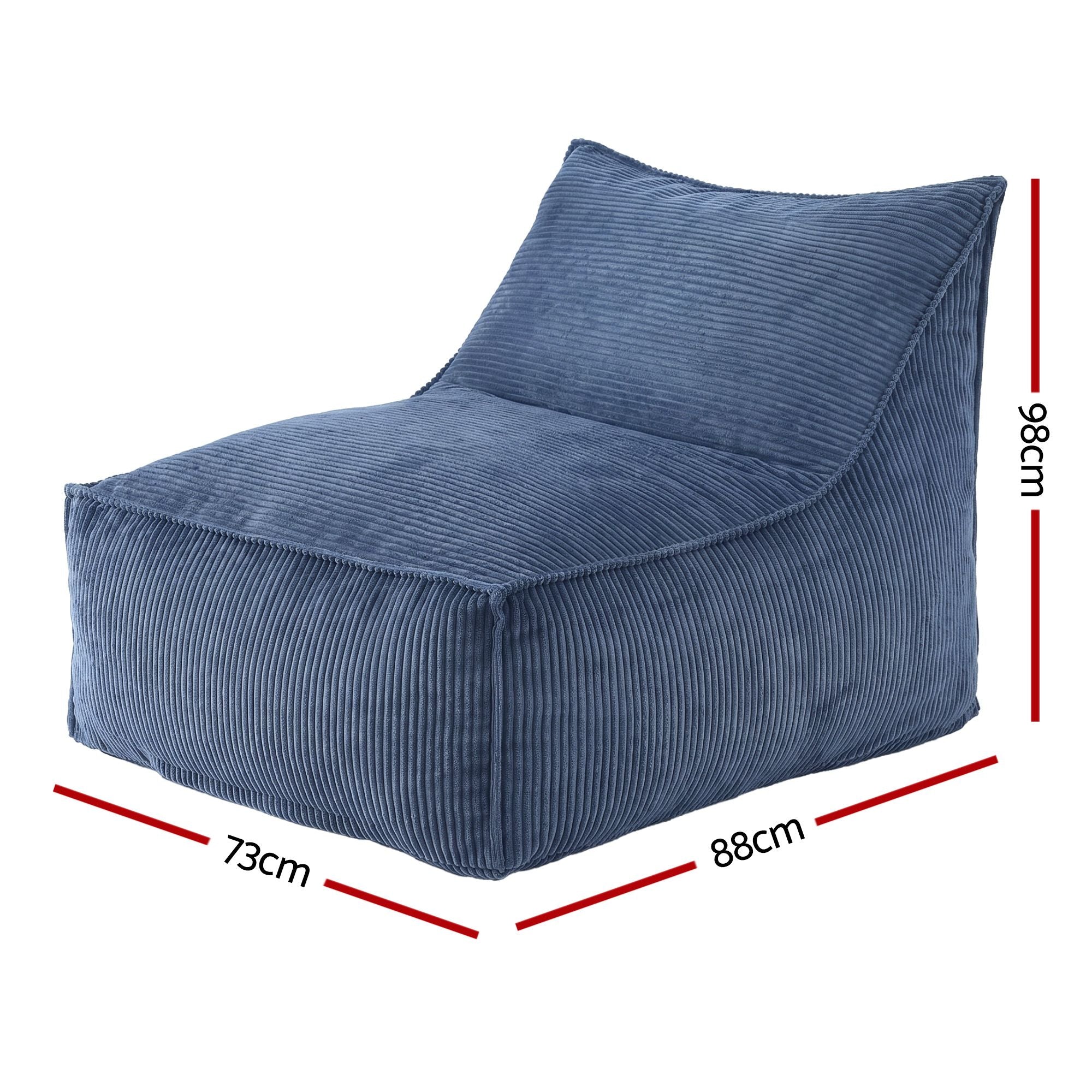 Artiss Bean Bag Chair Cover No Filler Soft Corduroy Stuffed Animal Storage Bean Bag Cover for Adults, Washable Lazy Sofa Cover for Living Room Bedroom, Blue