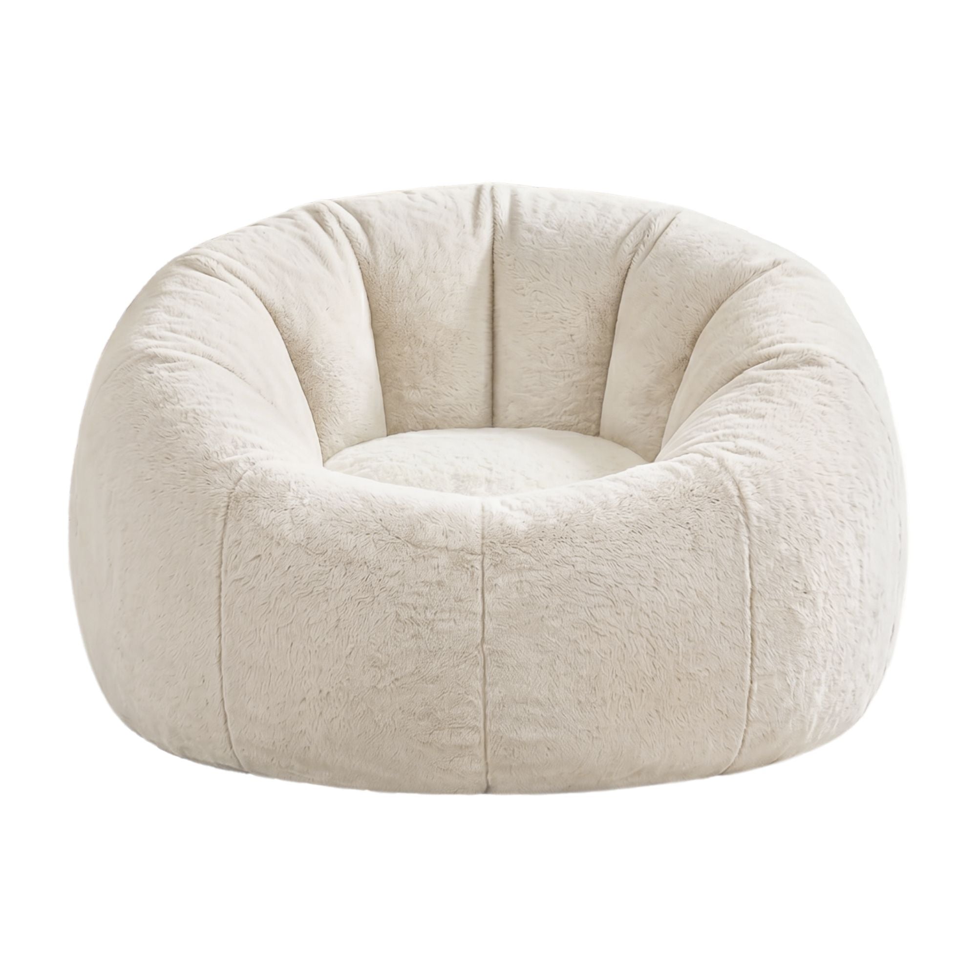 Artiss Bean Bag Chair Cover No Filler Soft Faux Fur Beanbag Cover Large Round Stuffed Animal Storage Bean Bag Cover Washable Lazy Sofa Cover for Adults Kids Teens, Beige
