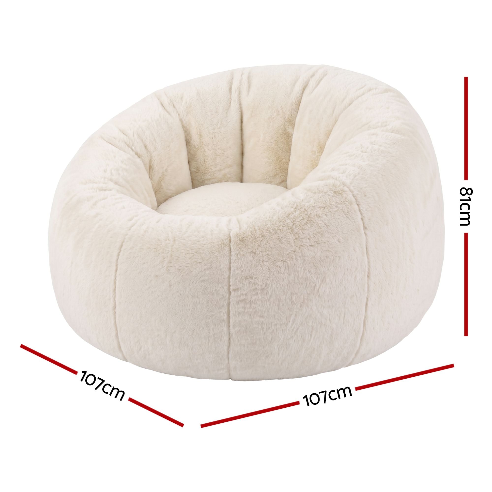 Artiss Bean Bag Chair Cover No Filler Soft Faux Fur Beanbag Cover Large Round Stuffed Animal Storage Bean Bag Cover Washable Lazy Sofa Cover for Adults Kids Teens, Beige
