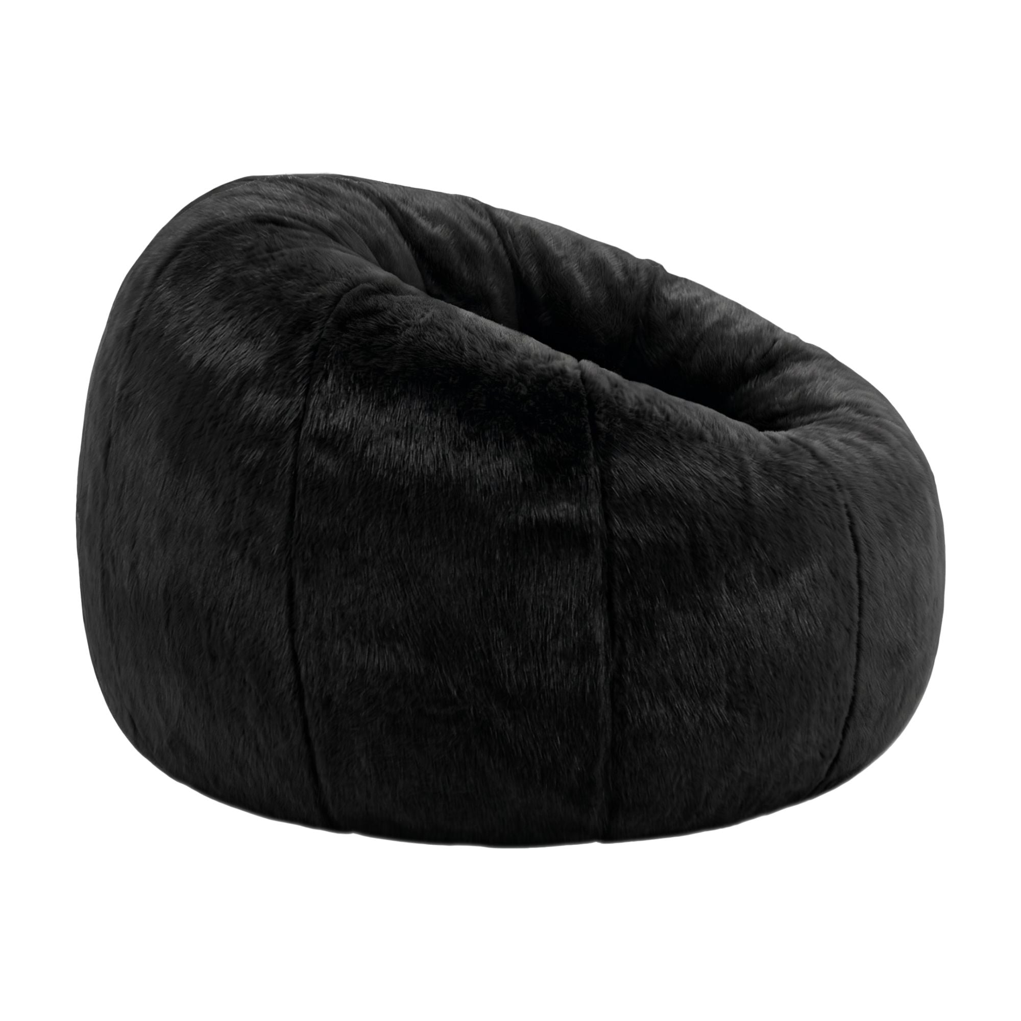 Artiss Bean Bag Chair Cover No Filler Soft Faux Fur Beanbag Cover Large Round Stuffed Animal Storage Bean Bag Cover Washable Lazy Sofa Cover for Adults Kids Teens, Black