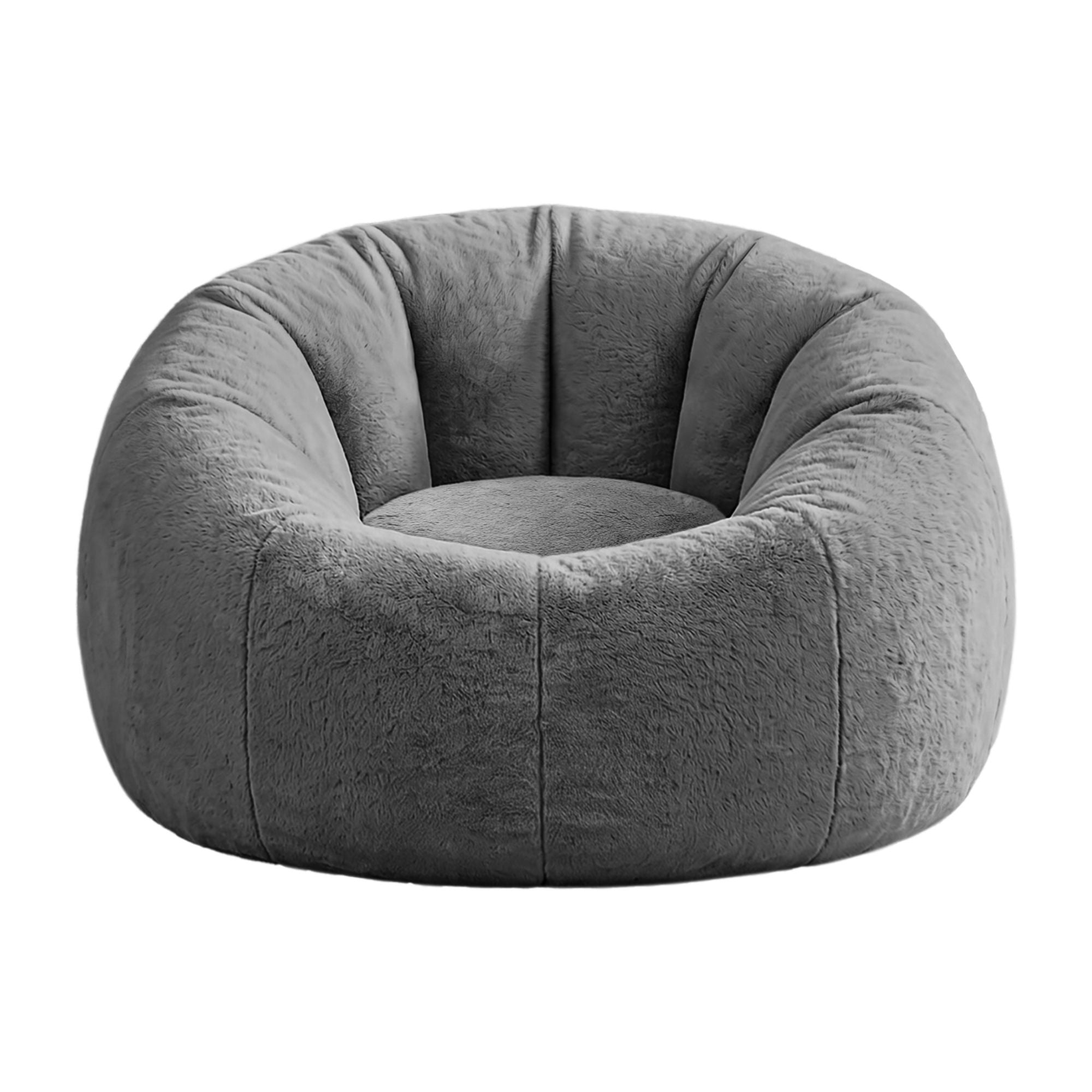 Artiss Bean Bag Chair Cover No Filler Soft Faux Fur Beanbag Cover Large Round Stuffed Animal Storage Bean Bag Cover Washable Lazy Sofa Cover for Adults Kids Teens, Grey