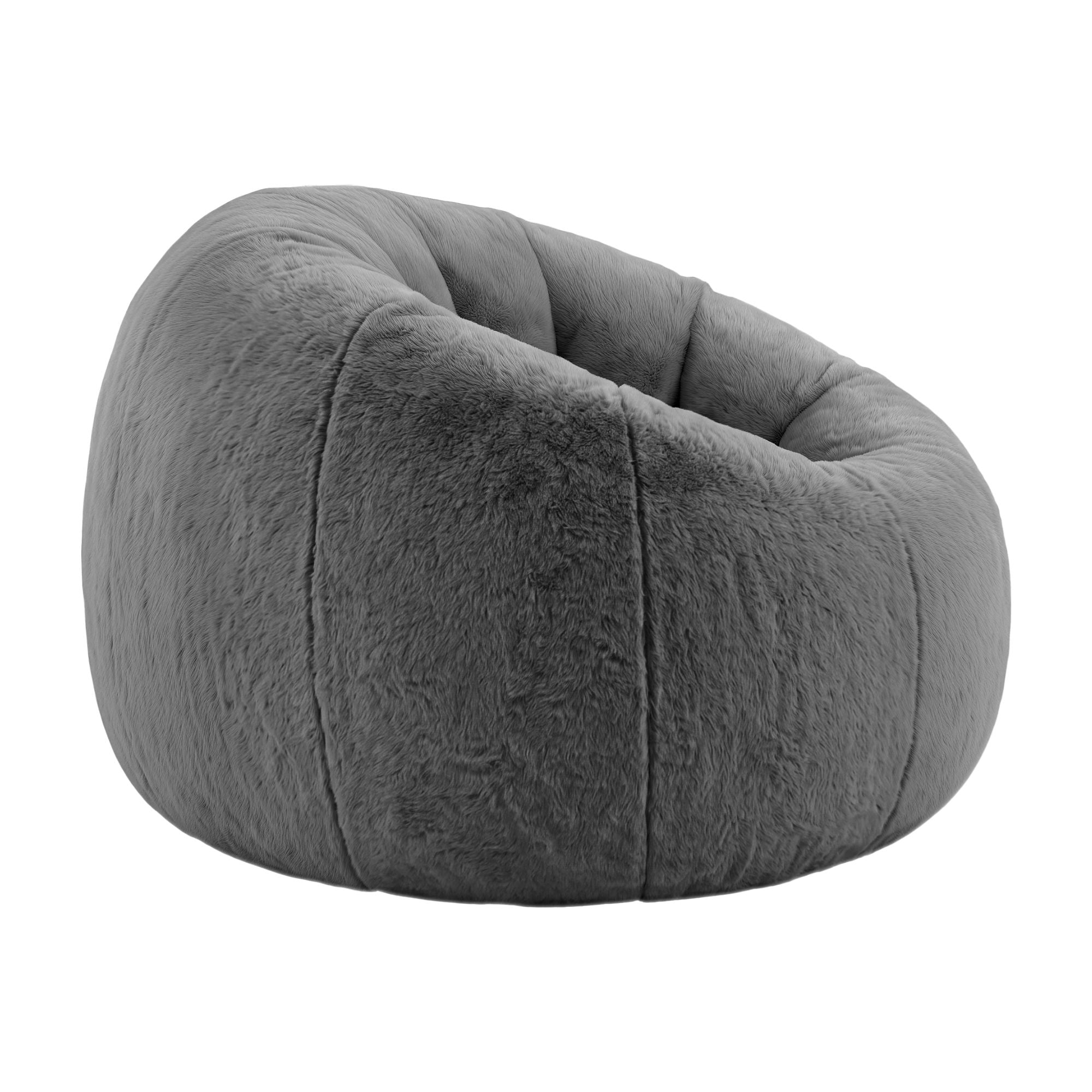 Artiss Bean Bag Chair Cover No Filler Soft Faux Fur Beanbag Cover Large Round Stuffed Animal Storage Bean Bag Cover Washable Lazy Sofa Cover for Adults Kids Teens, Grey