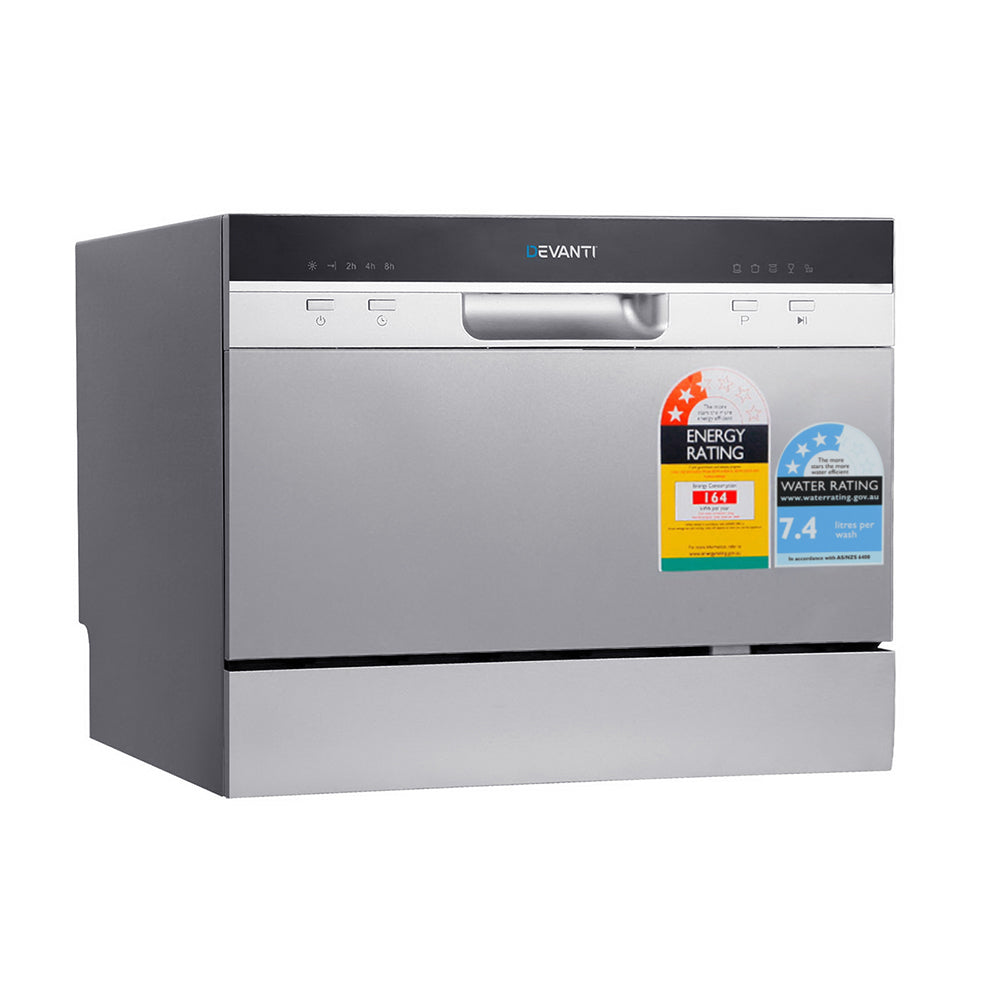 Devanti 6-Place Benchtop Dishwasher Silver