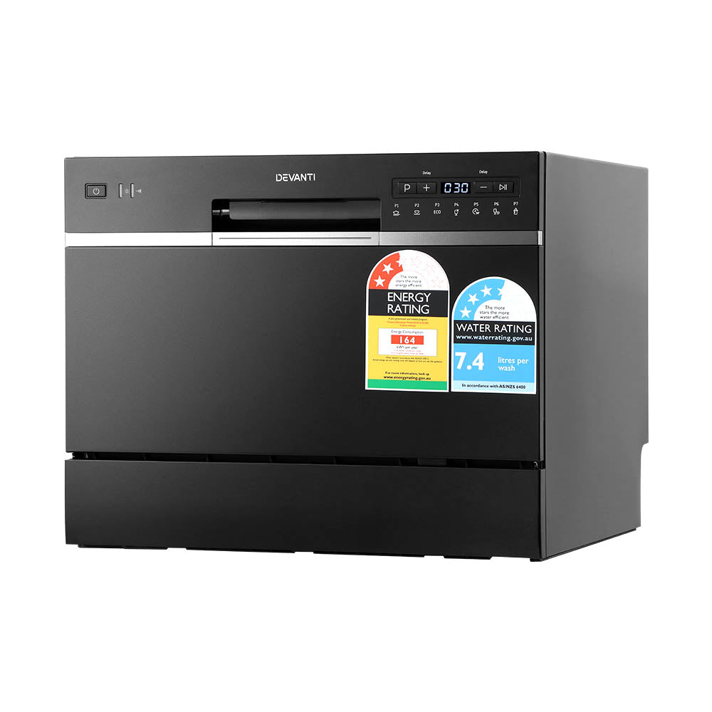 Devanti 6 Place Benchtop Dishwasher Black