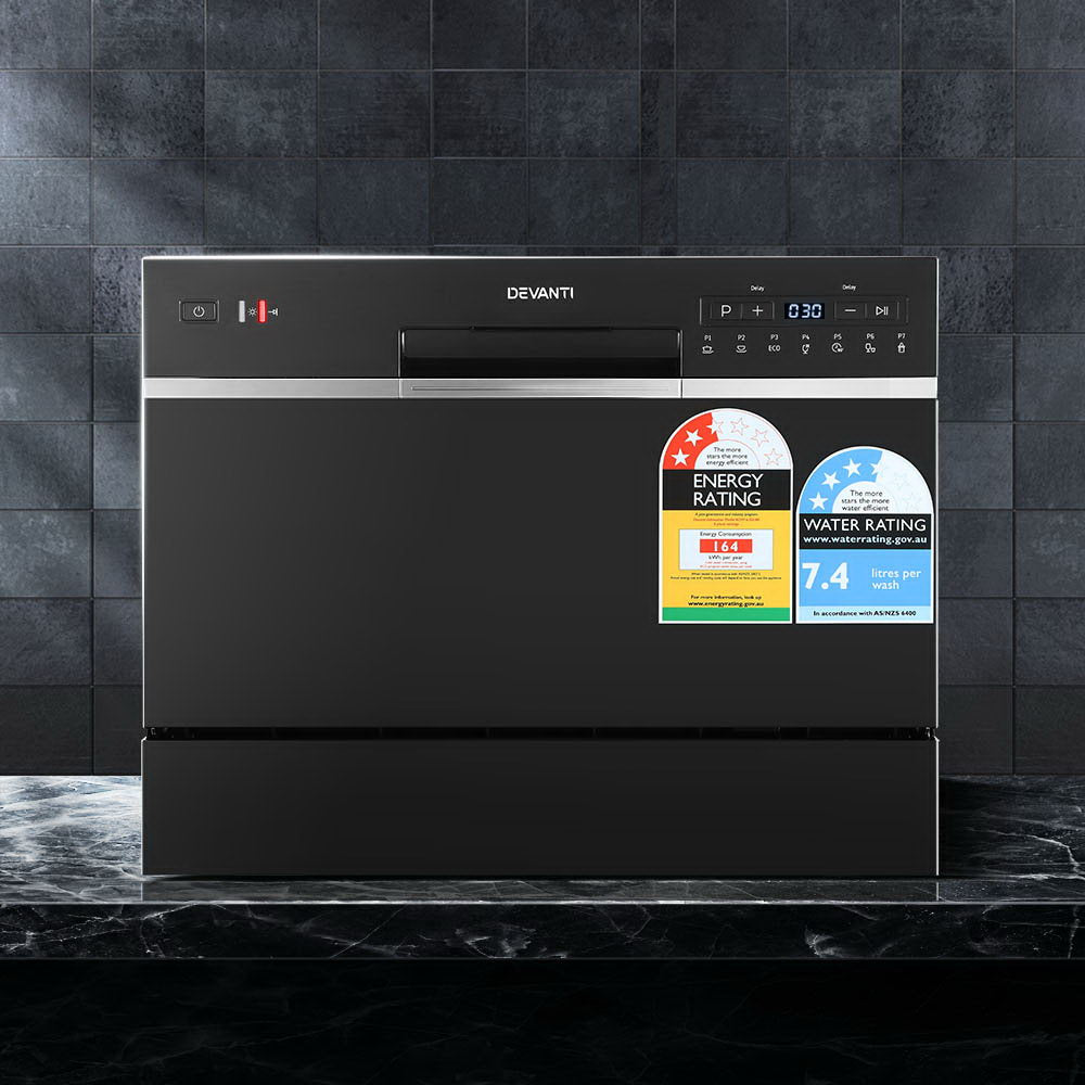 Devanti 6 Place Benchtop Dishwasher Black