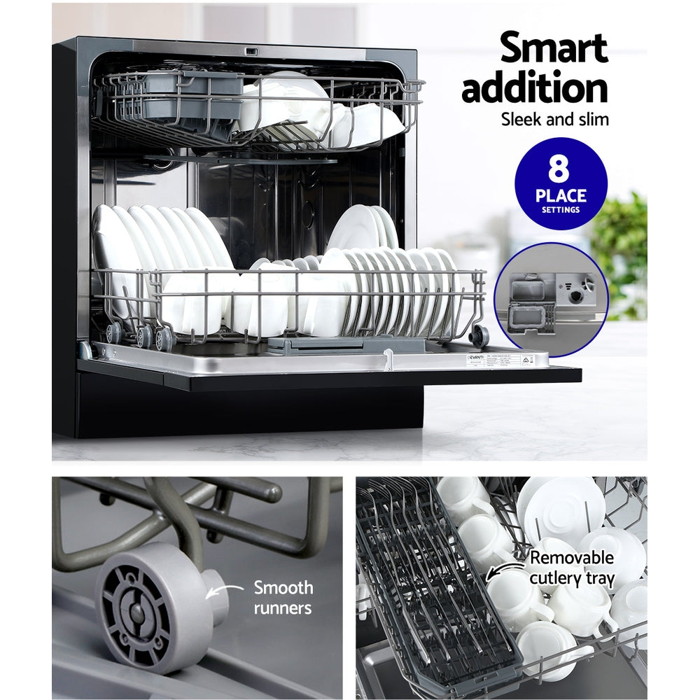 Devanti 8 Place Benchtop Dishwasher Black