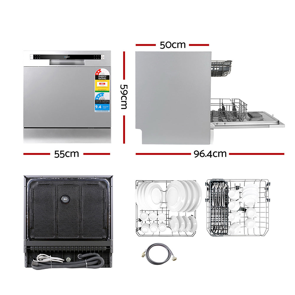 Devanti 8-Place Benchtop Dishwasher Silver