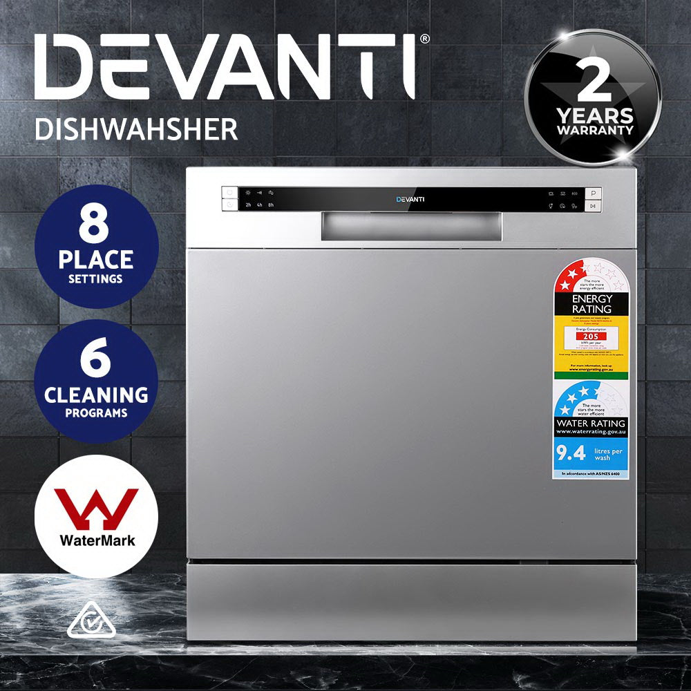 Devanti 8-Place Benchtop Dishwasher Silver