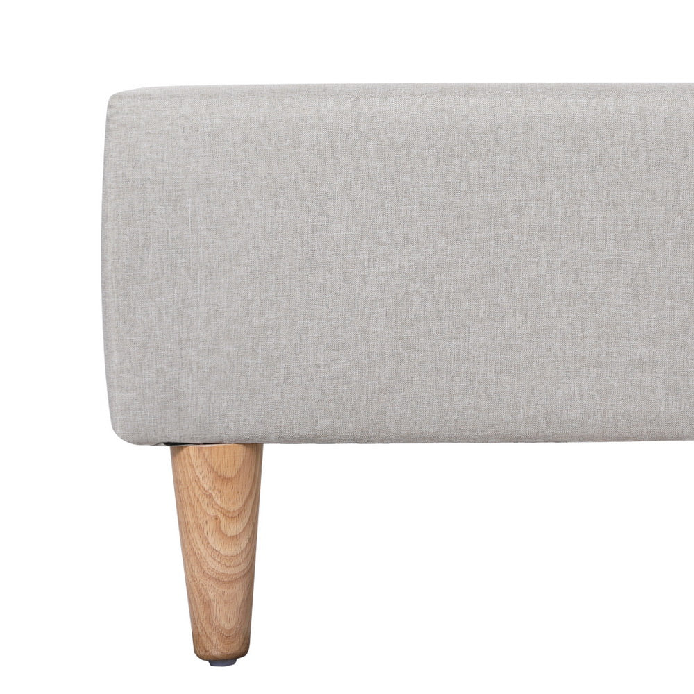 ZORA Double Bed Frame Beige Upholstered