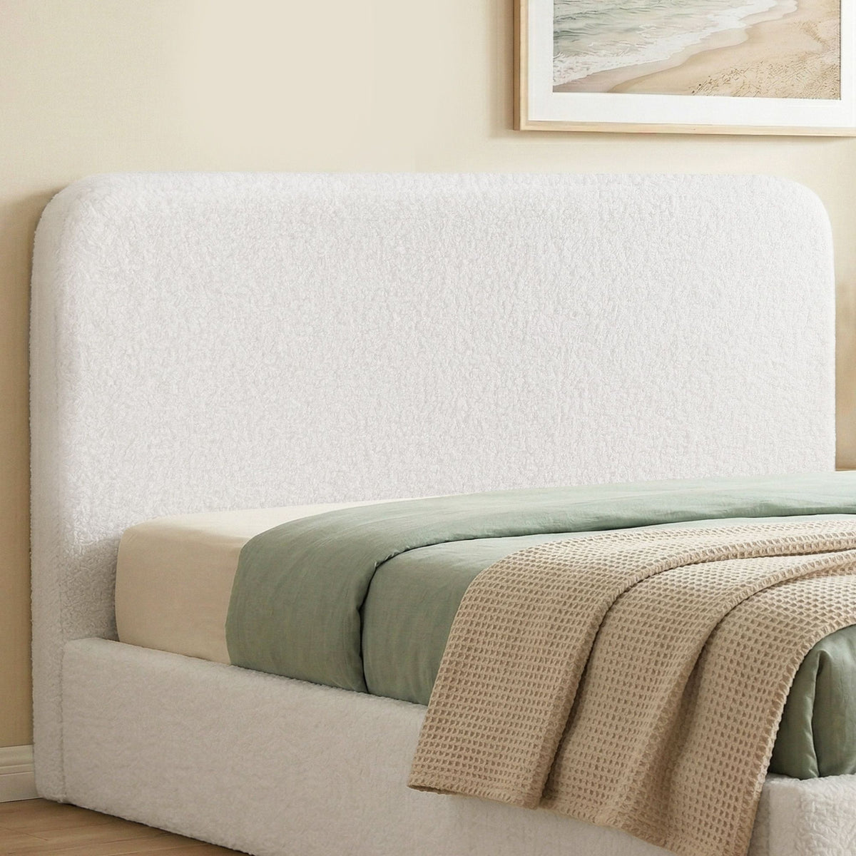 Artiss Double Headboard Boucle Fabric Foam Backrest 155cm Wide