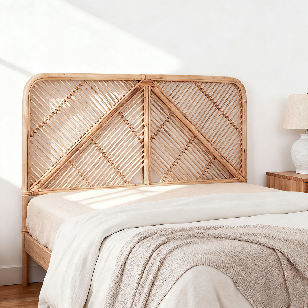 Fred Queen Size Rattan Bed Head Headboard Pine