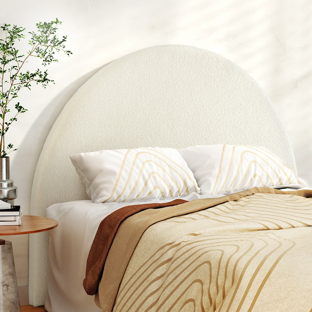 Grei Double Boucle Arch Bed Head Headboard White