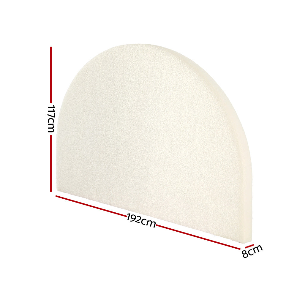 Grei King Bed Headboard Boucle White