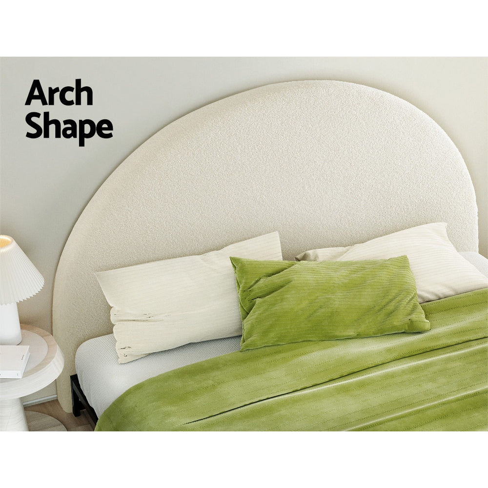 Grei King Bed Headboard Boucle White