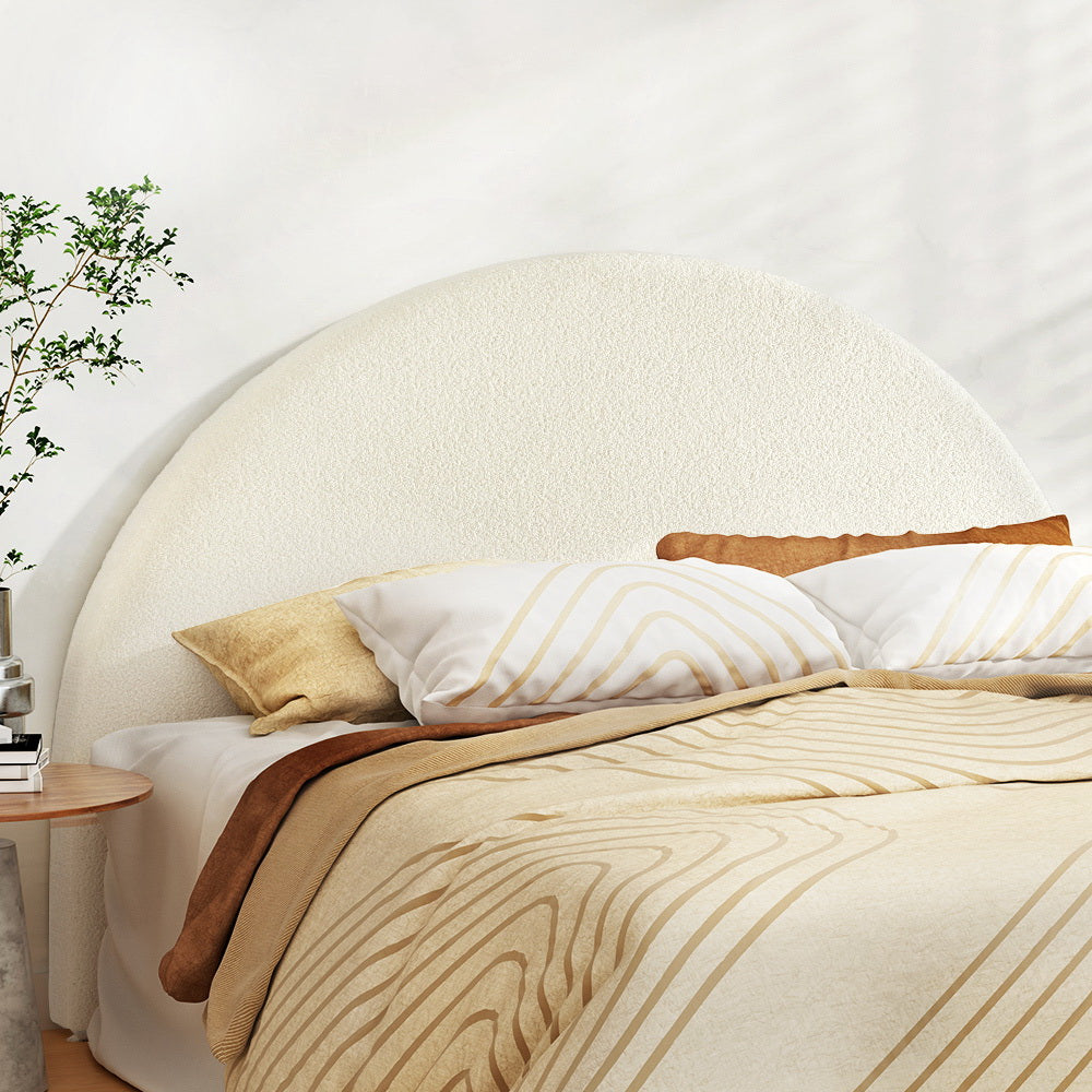 Grei King Bed Headboard Boucle White