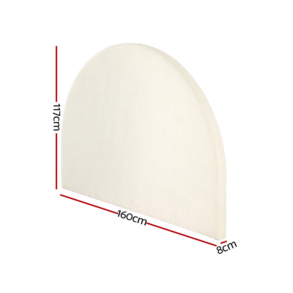 Grei Queen Bed Headboard Boucle White
