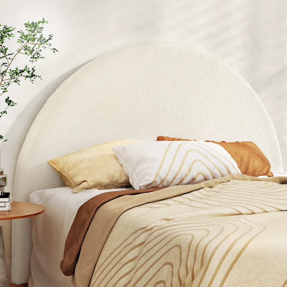 Grei Queen Bed Headboard Boucle White