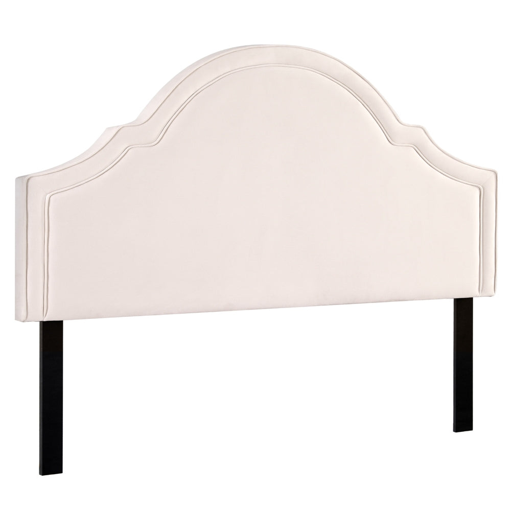 IRIS King Headboard Velvet Scalloped Beige