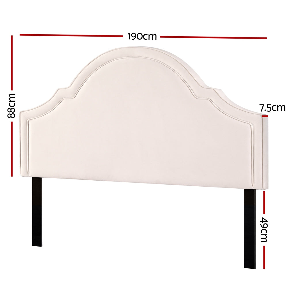 IRIS King Headboard Velvet Scalloped Beige