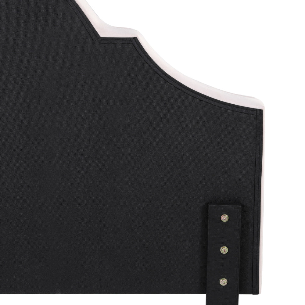 IRIS King Headboard Velvet Scalloped Beige