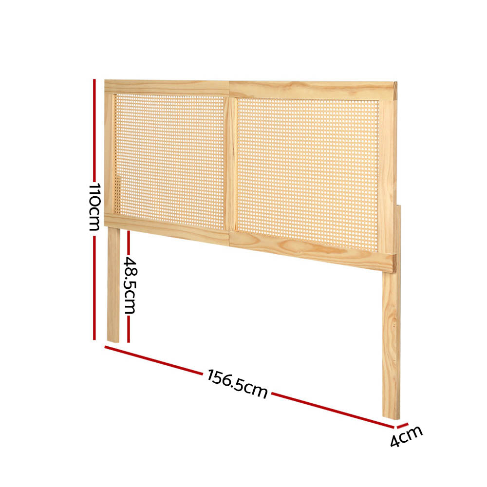 RIBO Queen Headboard Rattan Pine