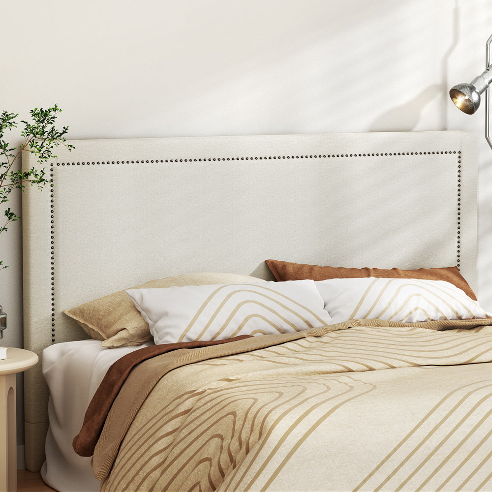 RIVE King Bed Headboard Fabric Beige