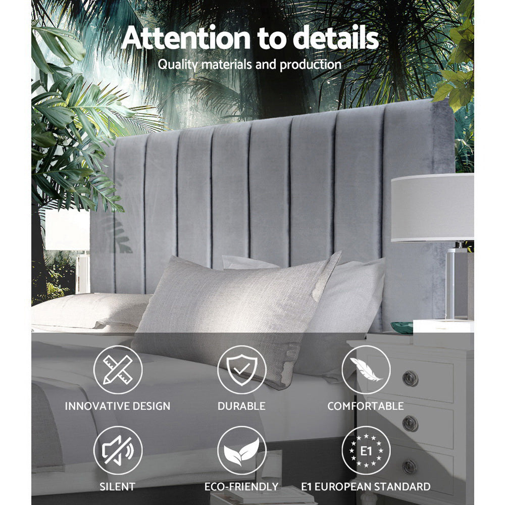 VELA Double Velvet Headboard Grey