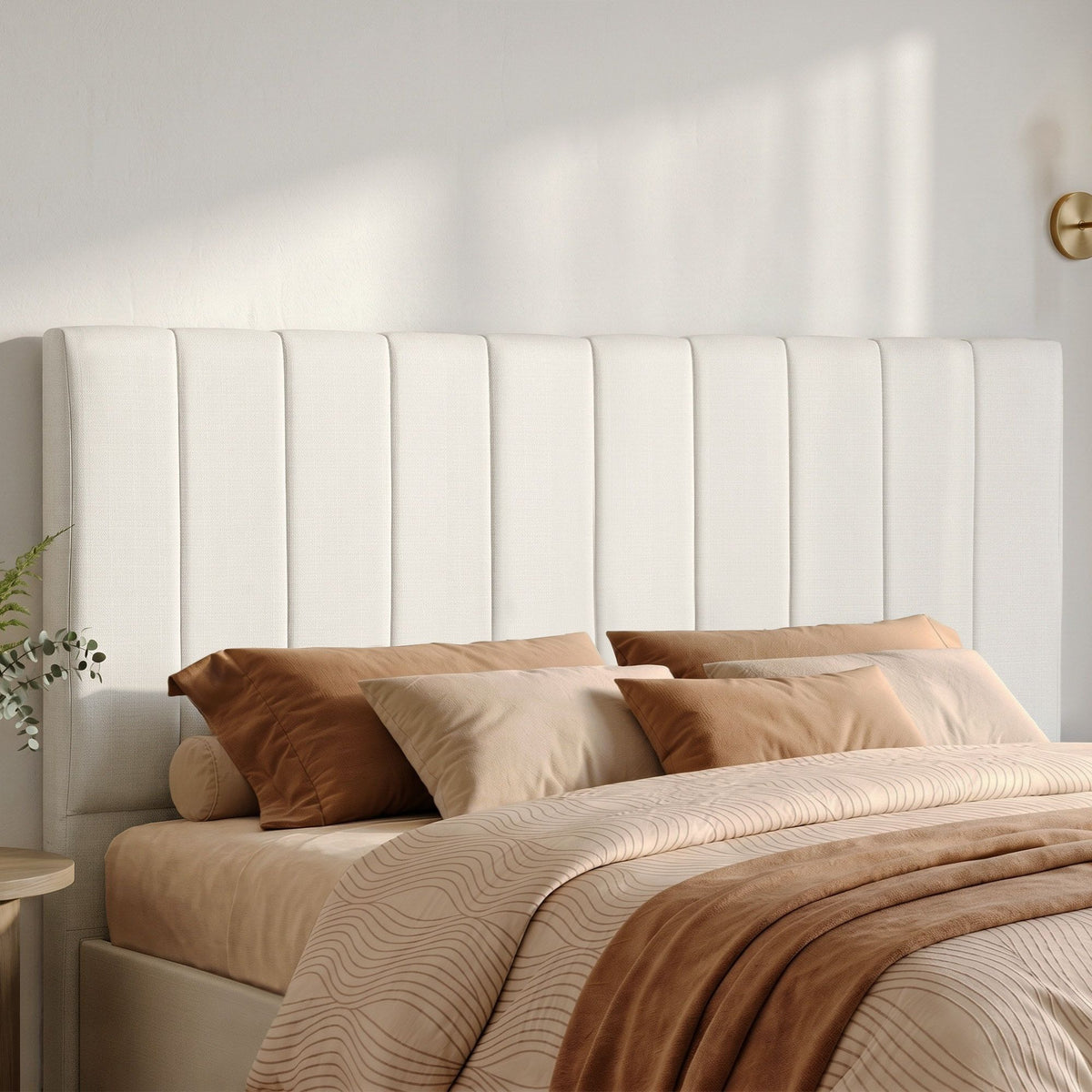 Vela King Upholstered Linen Bed Headboard 183cm Beige