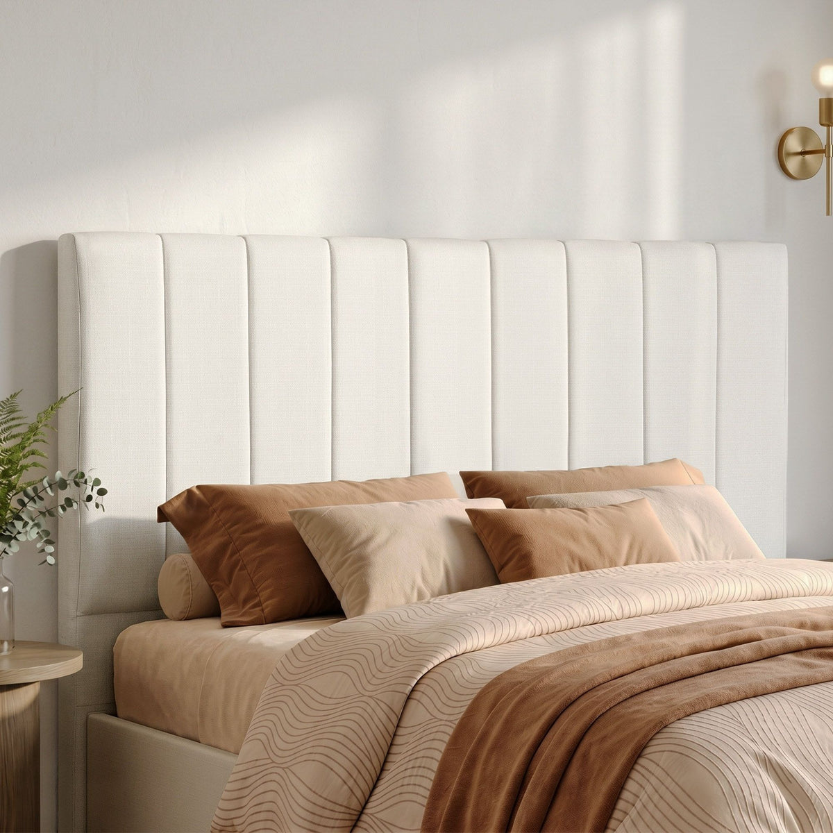Vela Queen Bed Head Headboard Linen 153cm Beige