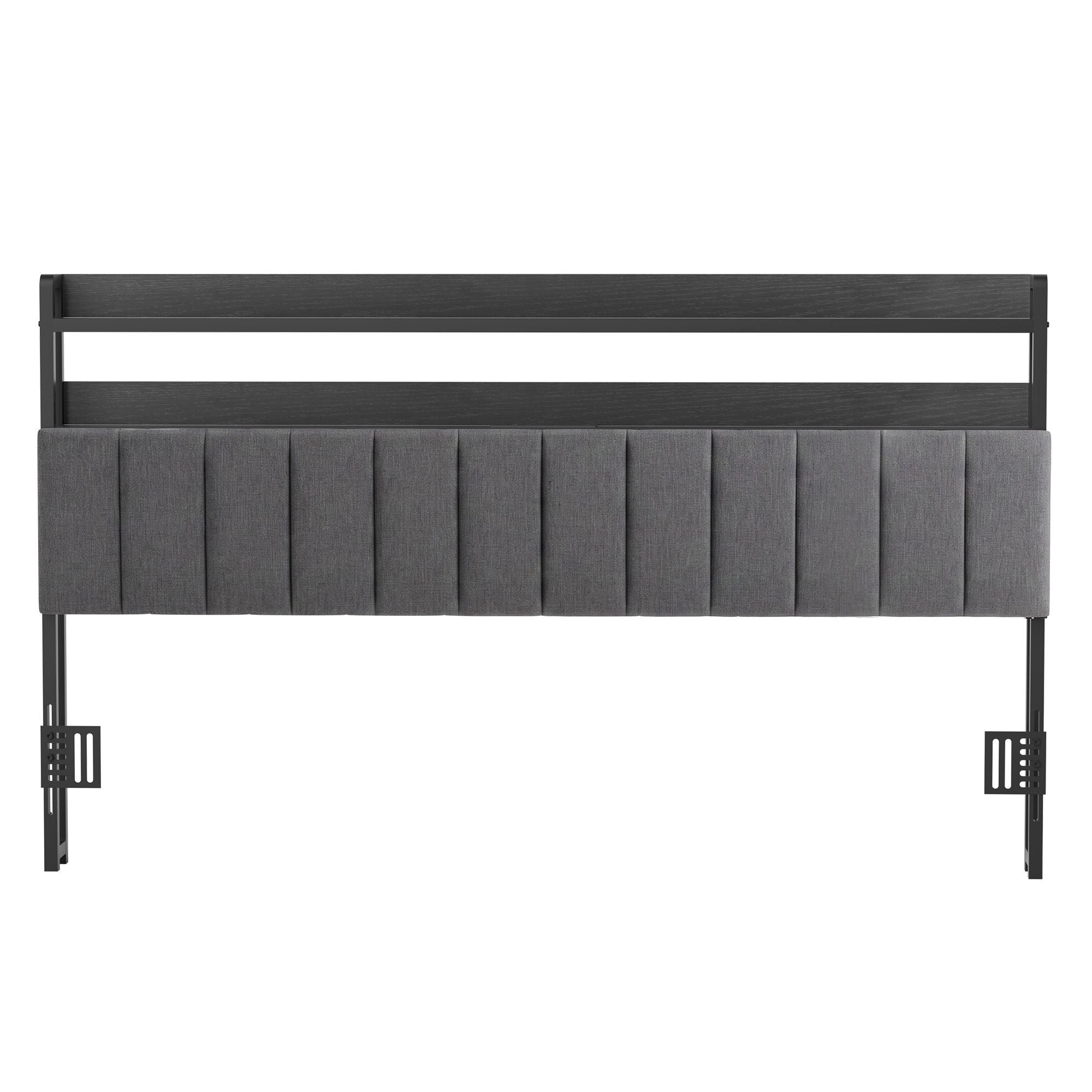 Artiss King Headboard Charging Station Storage LED Light Grey Upholstered