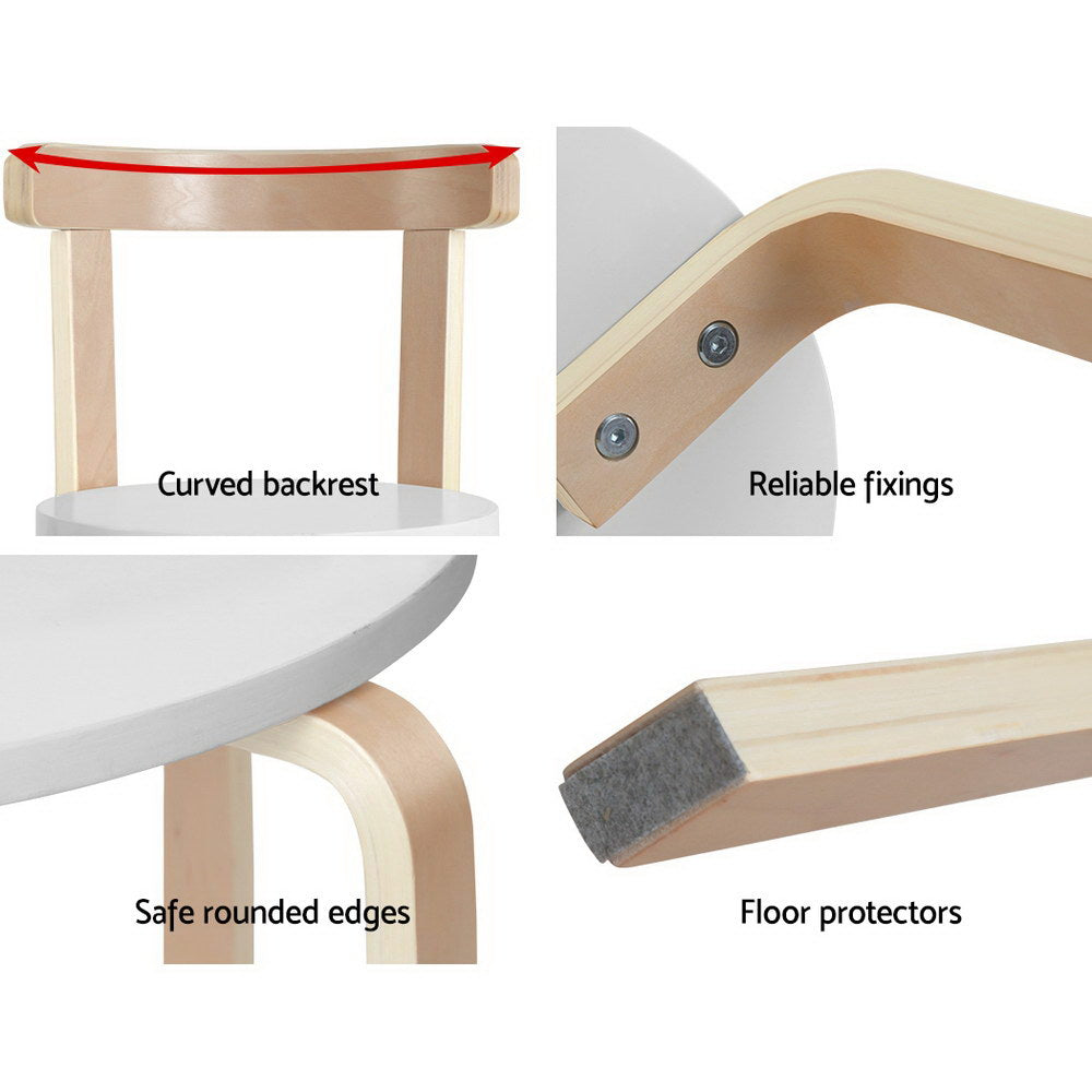 Keezi Kids Activity Table and Chairs Set 3PCS White Natural