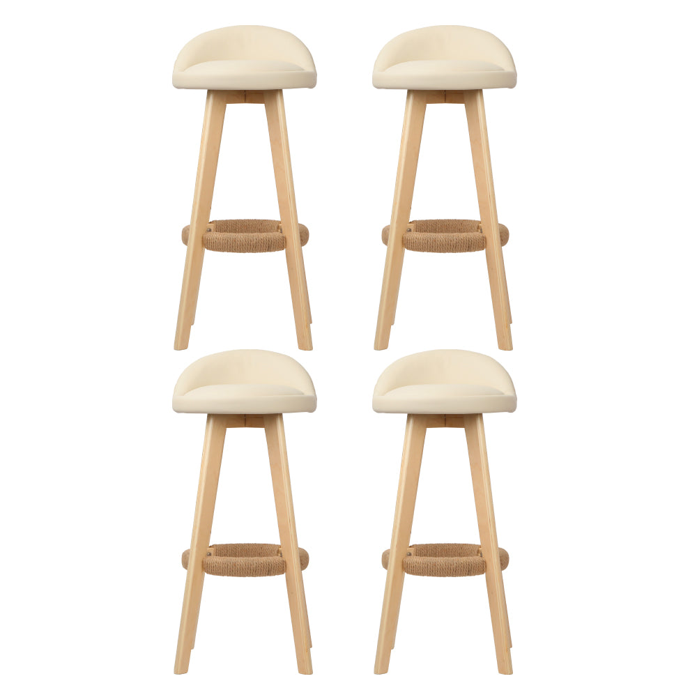 Dalvey Bar Stools Set of 4 Padded Leather Beige