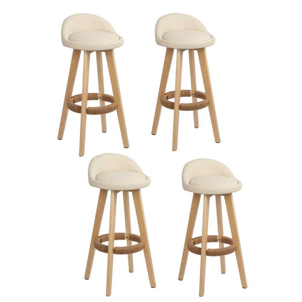 Dalvey Bar Stools Set of 4 Padded Leather Beige