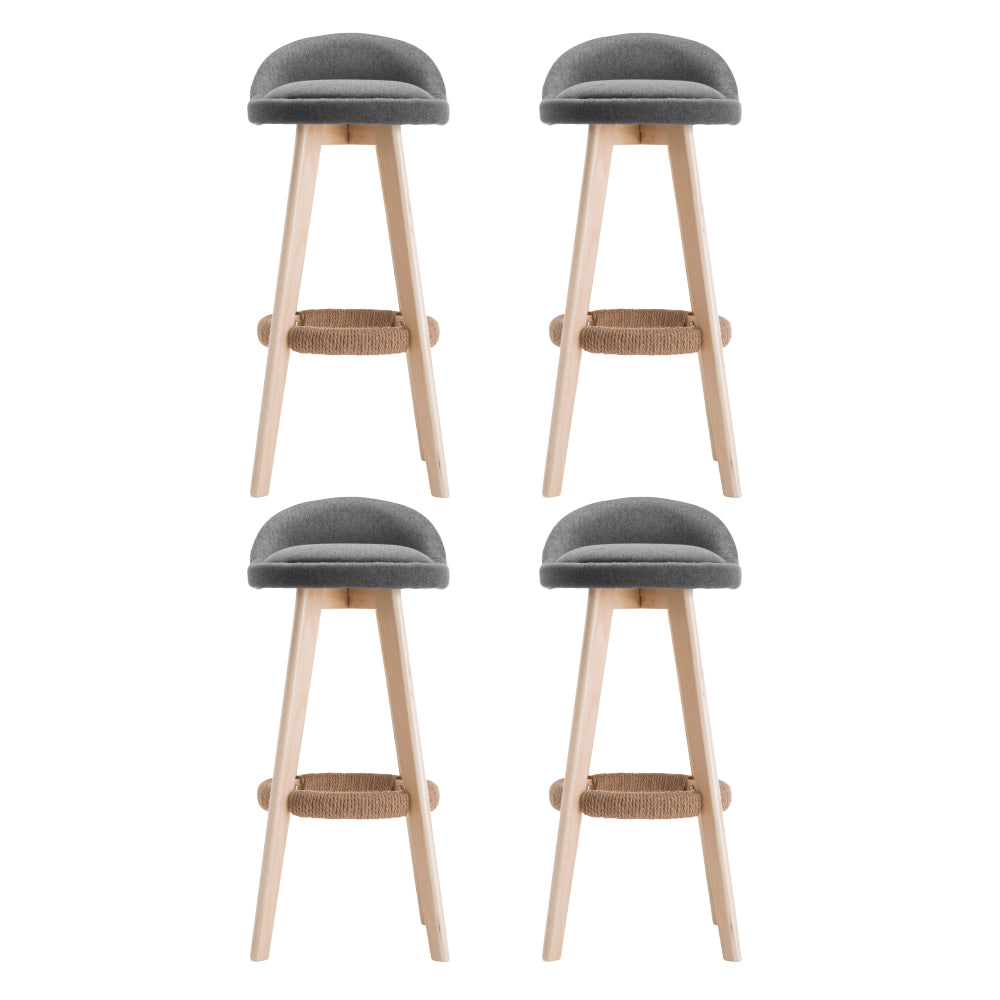 Dalvey Bar Stools 4-Pack Padded Linen Grey