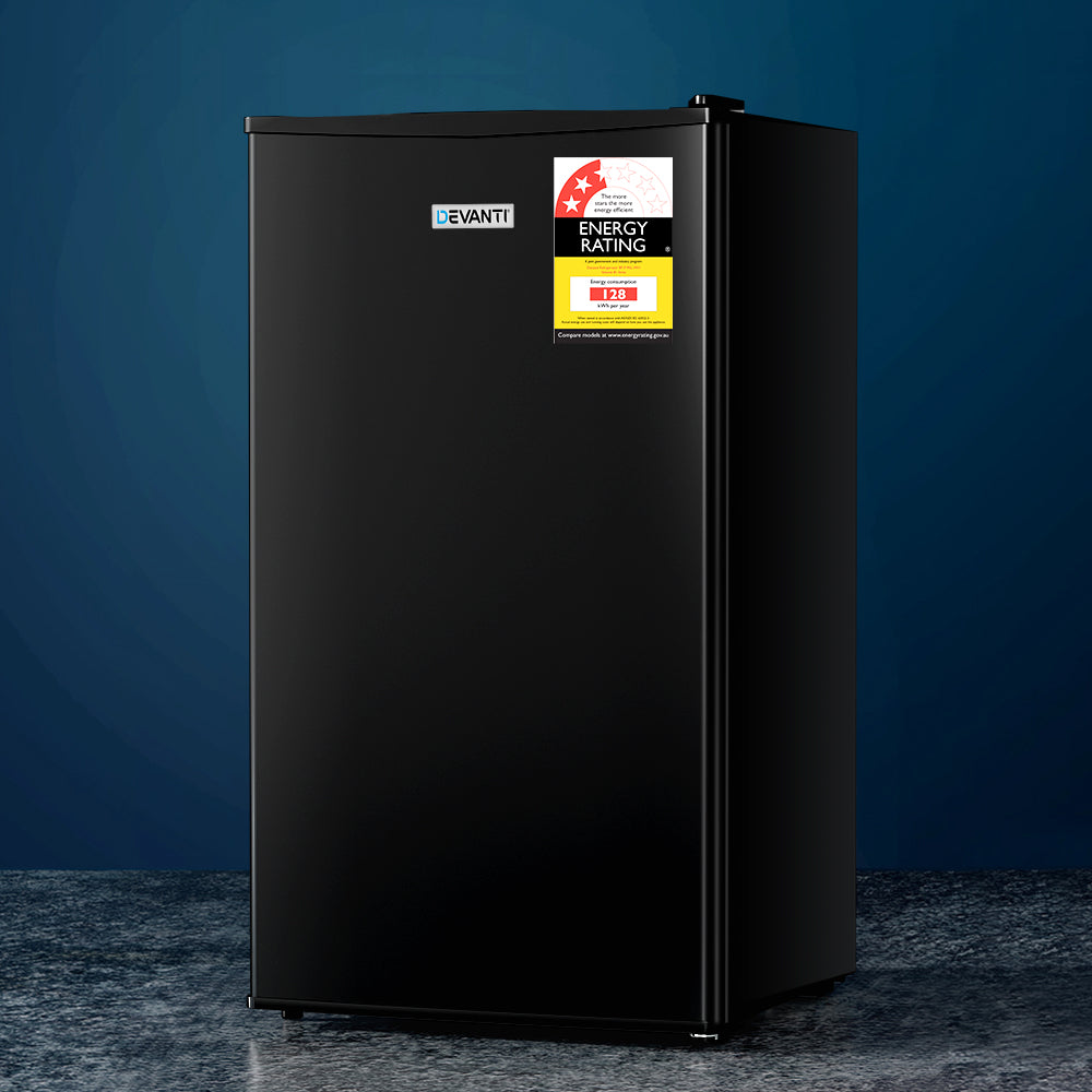 Devanti Portable Bar Fridge 95L Black with Chiller Compartment