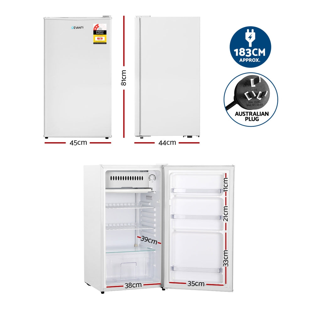 Devanti 95L Bar Fridge White Compact Energy-Efficient