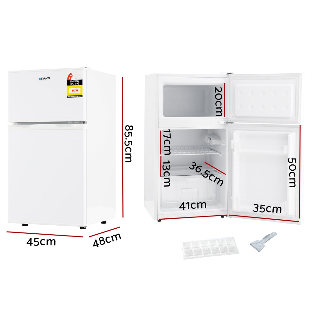 Devanti 80L Bar Fridge Mini Freezer White