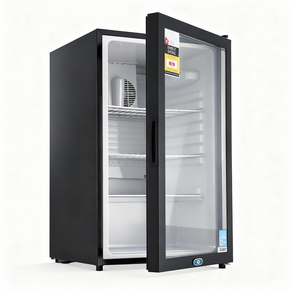 Devanti 105L Countertop Bar Fridge Glass Door Black